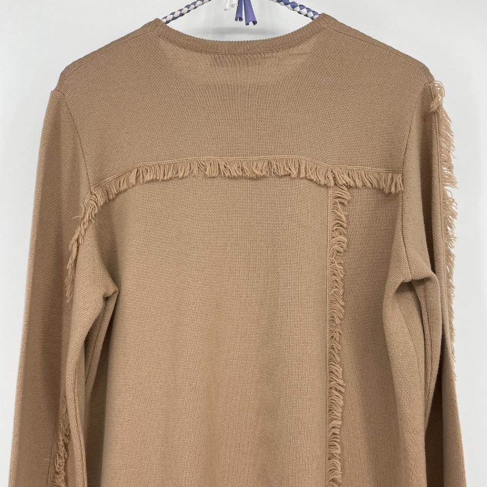 MSGM Tan Wool long sleeve fringe sweater dress - Picture 6 of 14